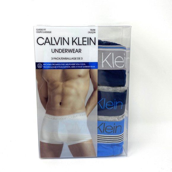 Calvin Klein 3 UNITS PER ORDER Class Trunk Men's Blue Gray Navy Cotton NB2729908 - Picture 2 of 8